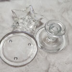 Clear Glass Candle Holders Set